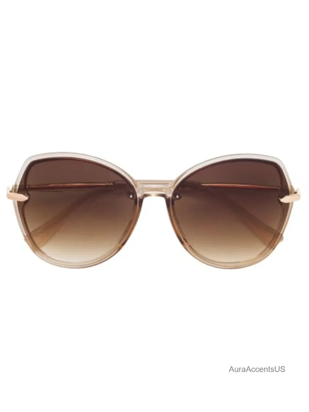Oversized Butterfly Sunglasses UV400 PC Frame Gold Tone Metal Accents